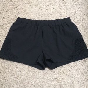 Black Fabric Shorts